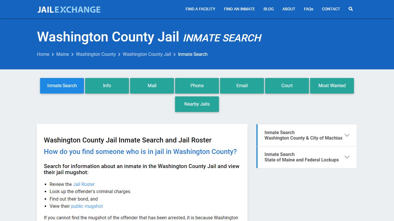 Inmate Search: Roster & Mugshots - Washington County Jail, ME
