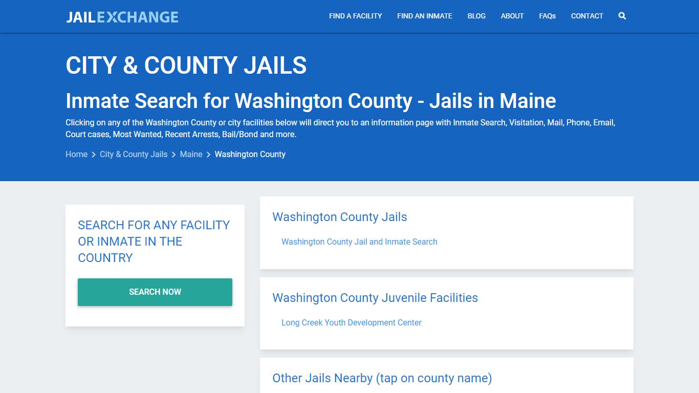 Inmate Search for Washington County | Jails in Maine - Jail Exchange